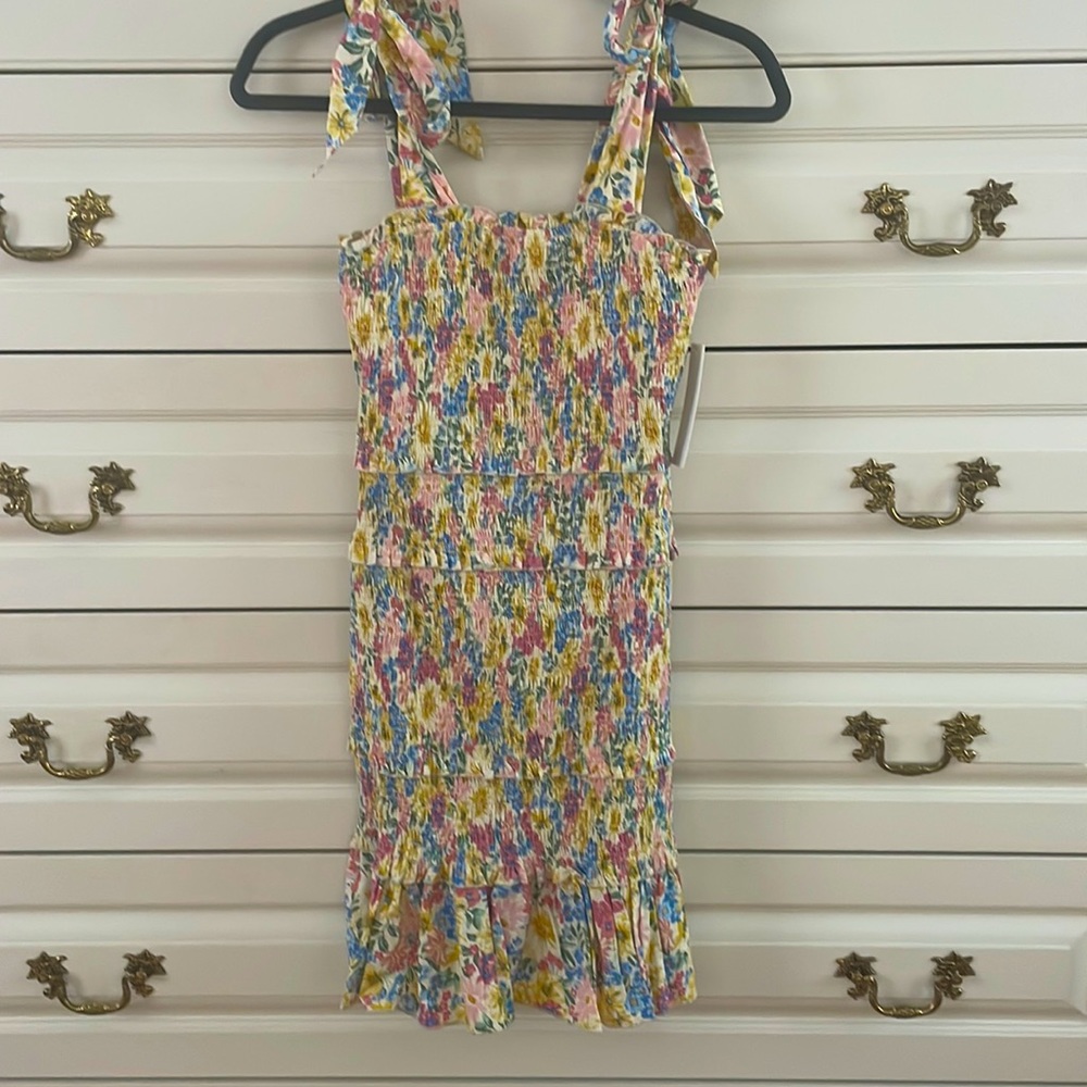 Floral print ruched cotton mini dress from red dress boutique